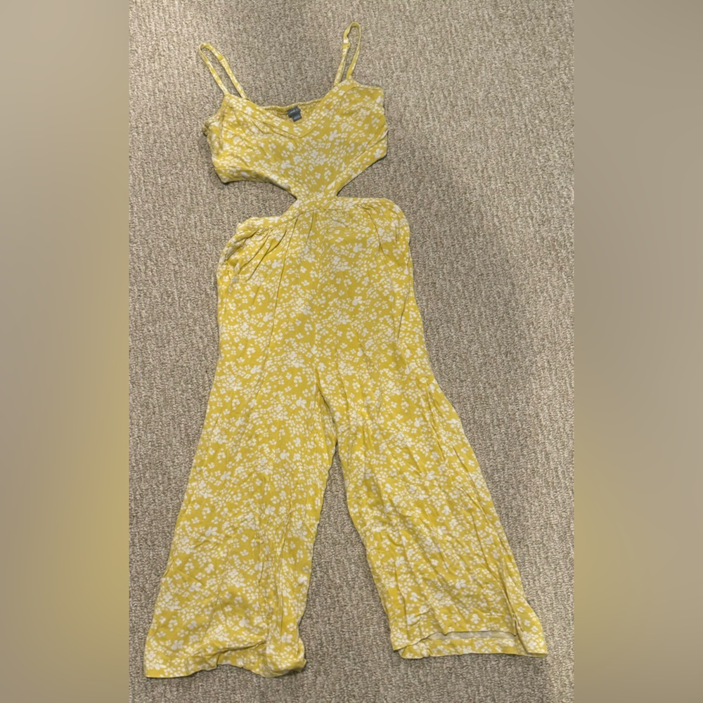 Aerie Yellow Cut-Out Tank Jumpsuit